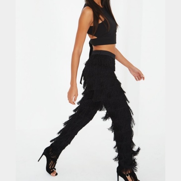 Lavish Alice Pants - Lindsay Lohan X Lavish Alice Black Fringe Pants